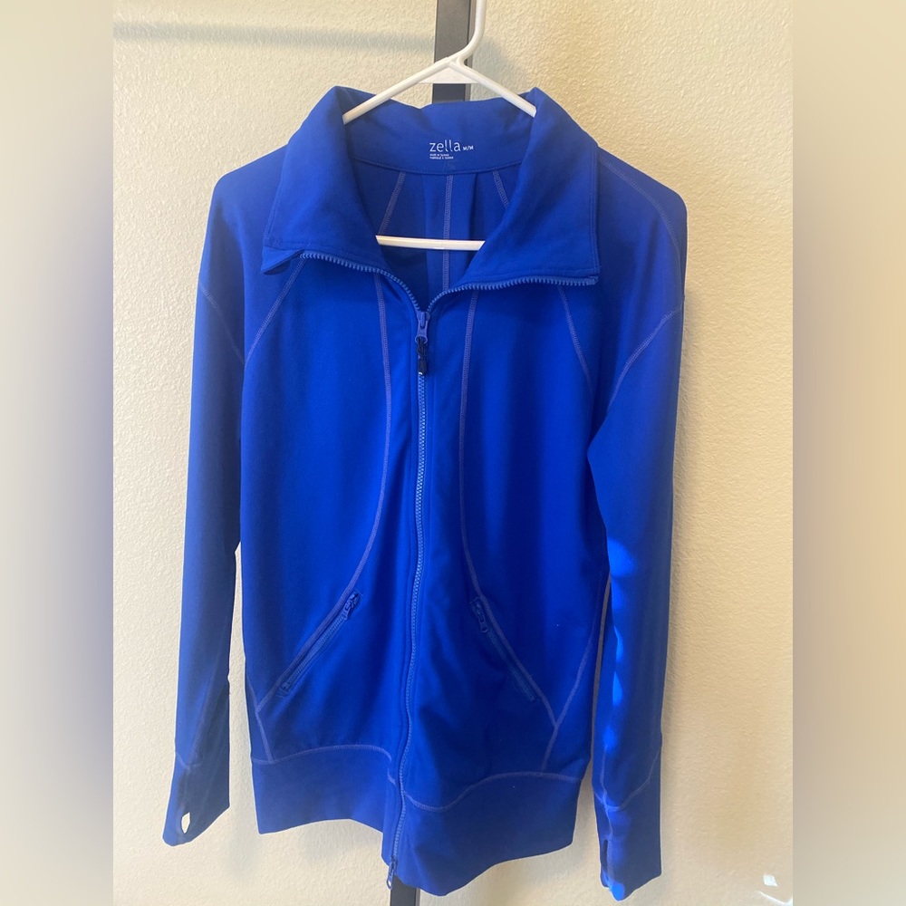 Zella Long Blue  Zip - Up Jacket - Size M